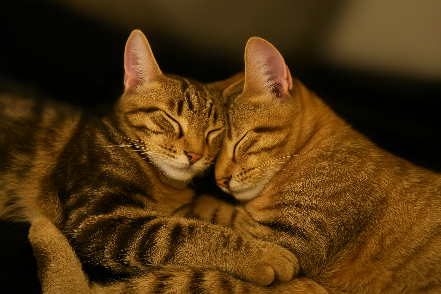 Two curious cats on a cat tree